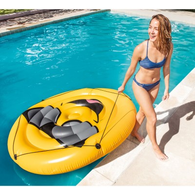 Intex Giant Inflatable Emoji Cool Guy Island Lounger Ride-On Pool Float (3 Pack)   